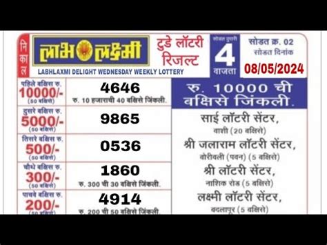 Labhlaxmi Bright Wednesday Weekly Lottery 04:00pm .